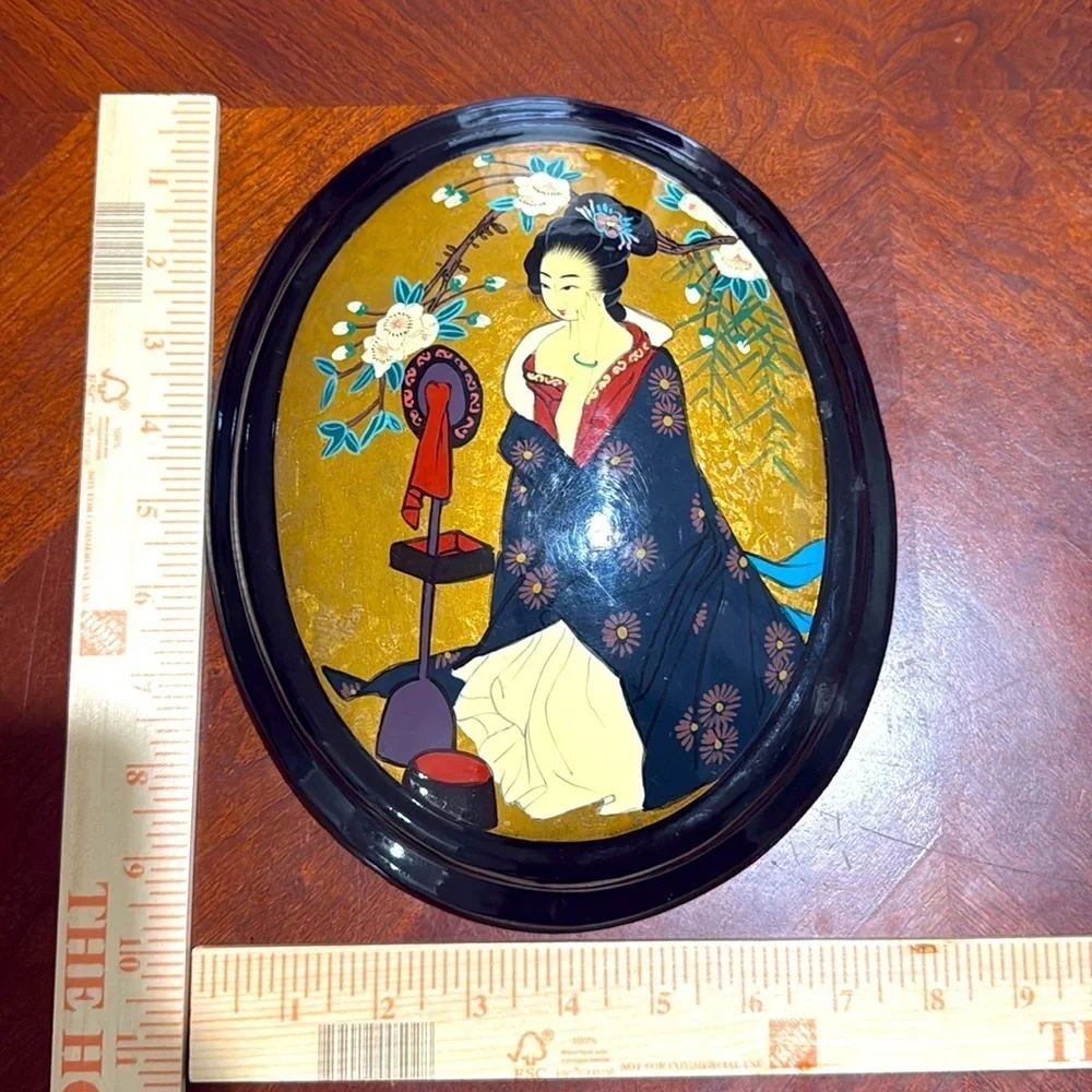 Gorgeous vintage enamel japanese wall painting/ decor